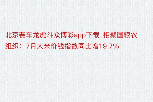 北京赛车龙虎斗众博彩app下载_相聚国粮农组织：7月大米价钱指数同比增19.7%